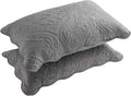 BOSOWOS Set de 2 Fundas de Almohada Acolchadas | Microfibra Estándar con Cierre Sobre | Gris 50x66cm