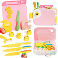 Utensilios de cocina Montessori Lullulii para niños pequeños, cuchillo para cocinar de verdad, juego de cuchillos para niños pequeños con caja de almacenamiento, cuchillos seguros para niños, juego de corte y pelador, juguetes Montessori para la cocina