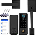 BEBASIA Cerradura de Puerta con Huella Dactilar y Manija | Acceso sin Llave, Bluetooth, Cerrojo Inteligente y Teclado Digital, Negro