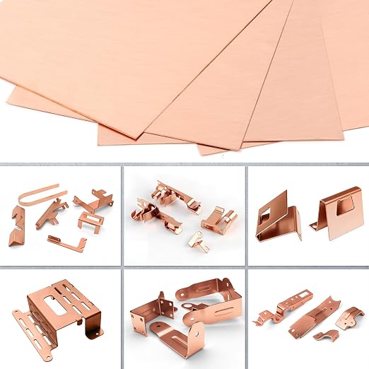 Adrattnay Pack x4 Láminas de Cobre Puro 99.9% | 8"x8" Calibre 24 | Bisutería, Soldadura y Proyectos
