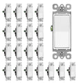 Interruptor de Luz Decorativo de Un Polo CML, Paquete de 20 Interruptores de Palanca Basculante para Pared, 15A 120/277V, Interruptor Encendido/Apagado, Certificado UL, Blanco