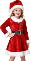 Gomukot Direct Girls Mrs. Santa Claus Costume Girls Christmas Dress for Kids Xmas Cosplay Party (9-10 Years)