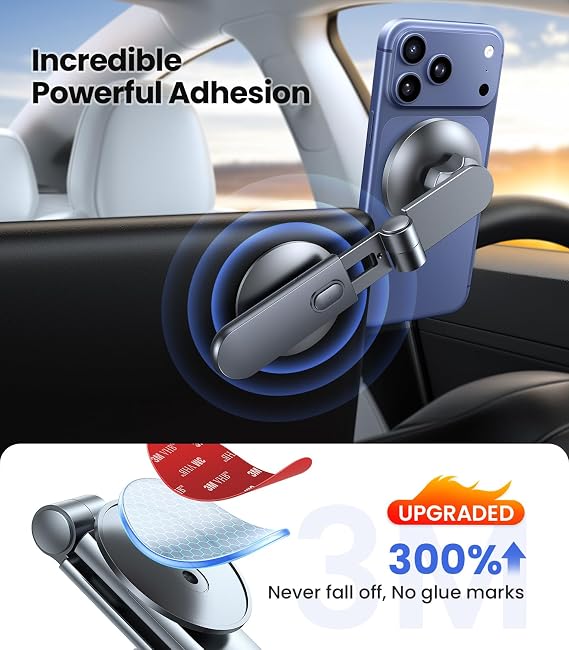 VICSEED Soporte Magnético para Teléfono Tesla Model 3 y Model Y – Imán Ultra Potente, Plegable, Compatible con MagSafe y Todos los Teléfonos