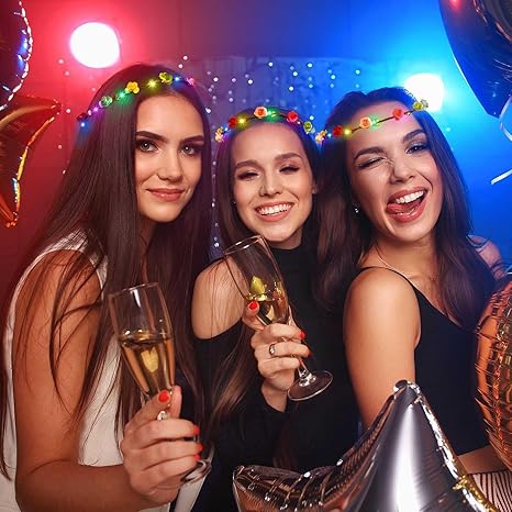 Coronas de Flores LED Diademas, Coronas de Flores Iluminadas Para Mujeres, Diadema que Brilla en la Oscuridad para Recepción de Boda Mardi Gras Cosplay Princesa Recuerdos de Fiesta
