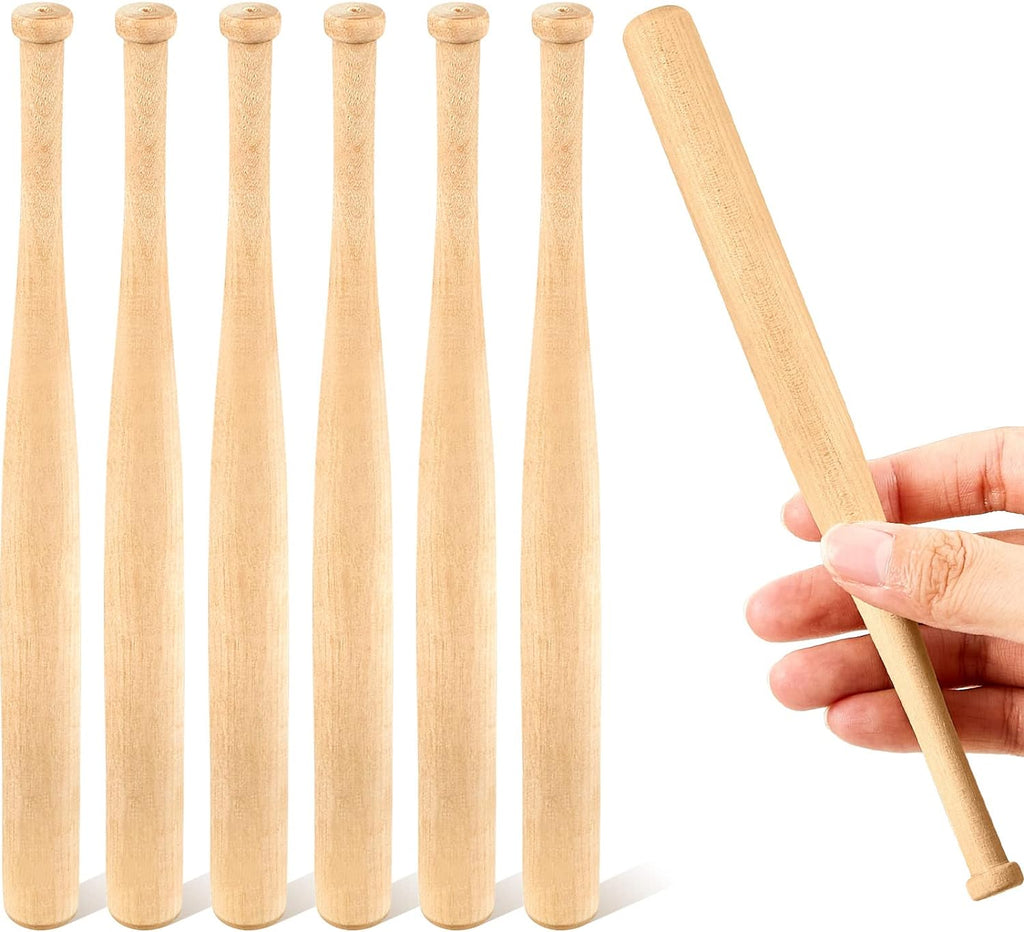 Bates de Béisbol Mini Juexica 8" Sin Pintar – Pack 6 Unidades Madera para Pintar, DIY y Souvenirs