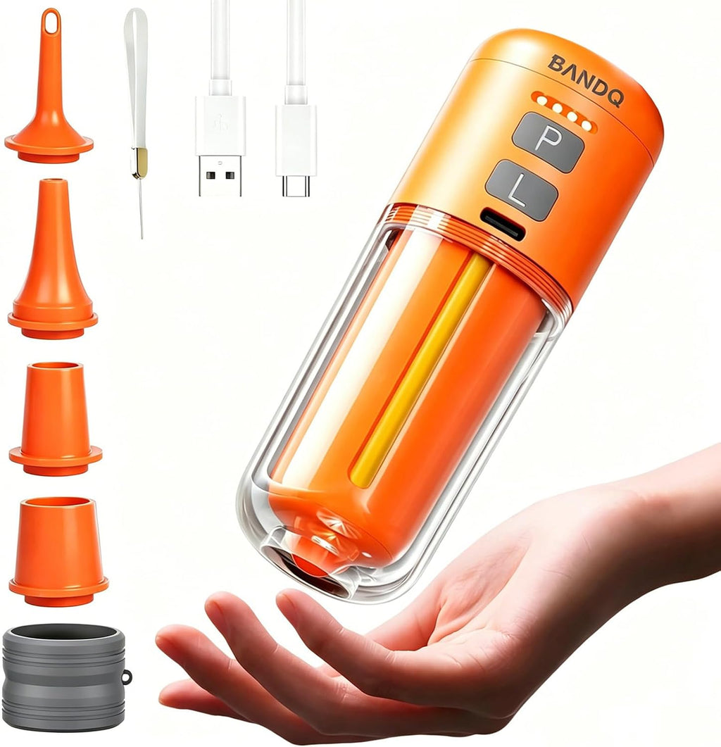 Bomba Aire para Inflables, Bomba Colchón Aire Miniatura con Luz Camping, 2000mAh 4.5kPa Potente Ultra Bomba Flotador Piscina, Bomba Eléctrica Inflables, Inflar Desinflar Colchón, Bolsas Almacenamiento Vacío