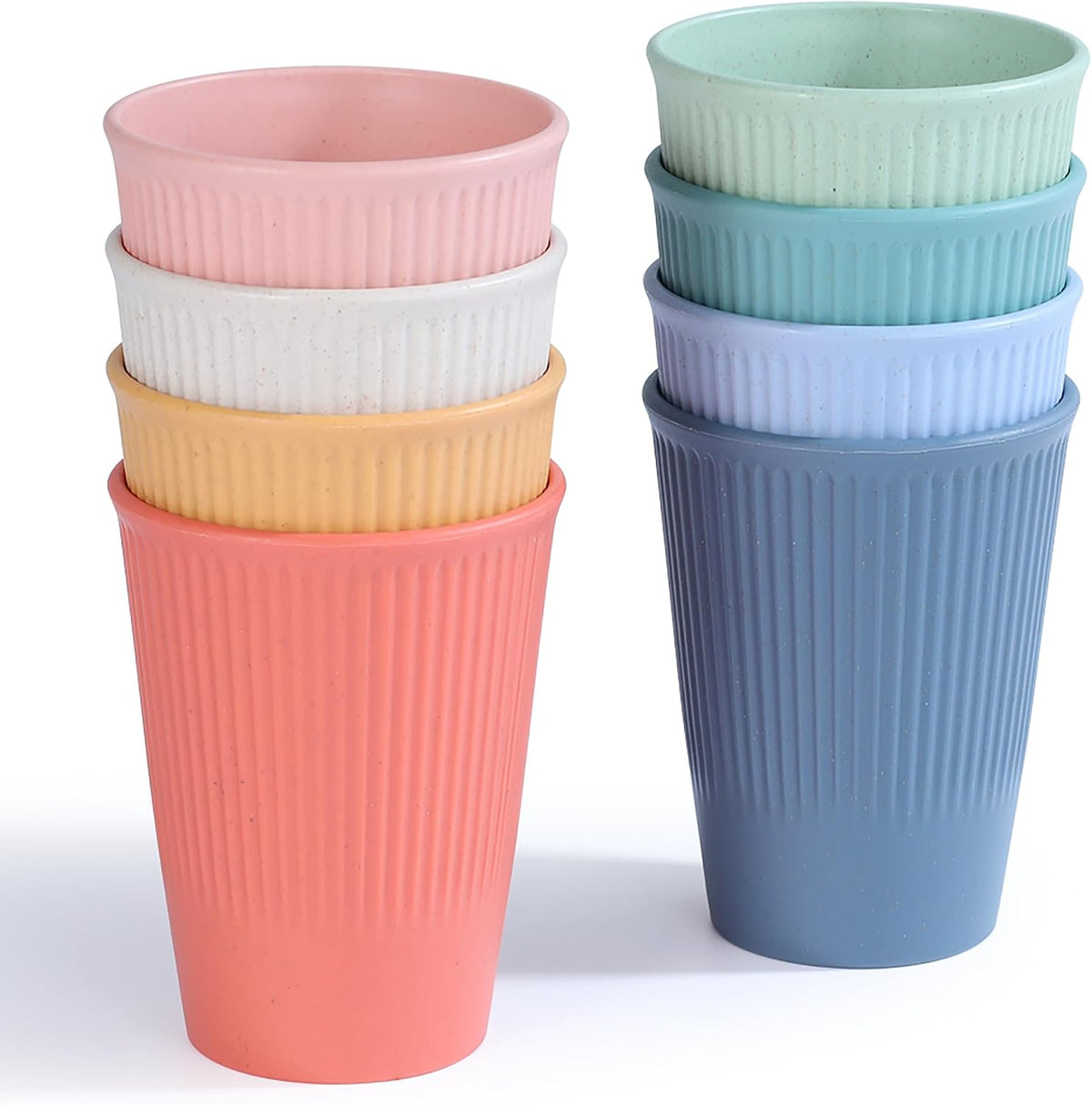 Vasos de paja de trigo, vasos irrompibles aptos para lavavajillas, disponibles en 8 colores para agua, zumo, leche, refrescos y café. Fáciles de limpiar y reutilizables (8 unidades).