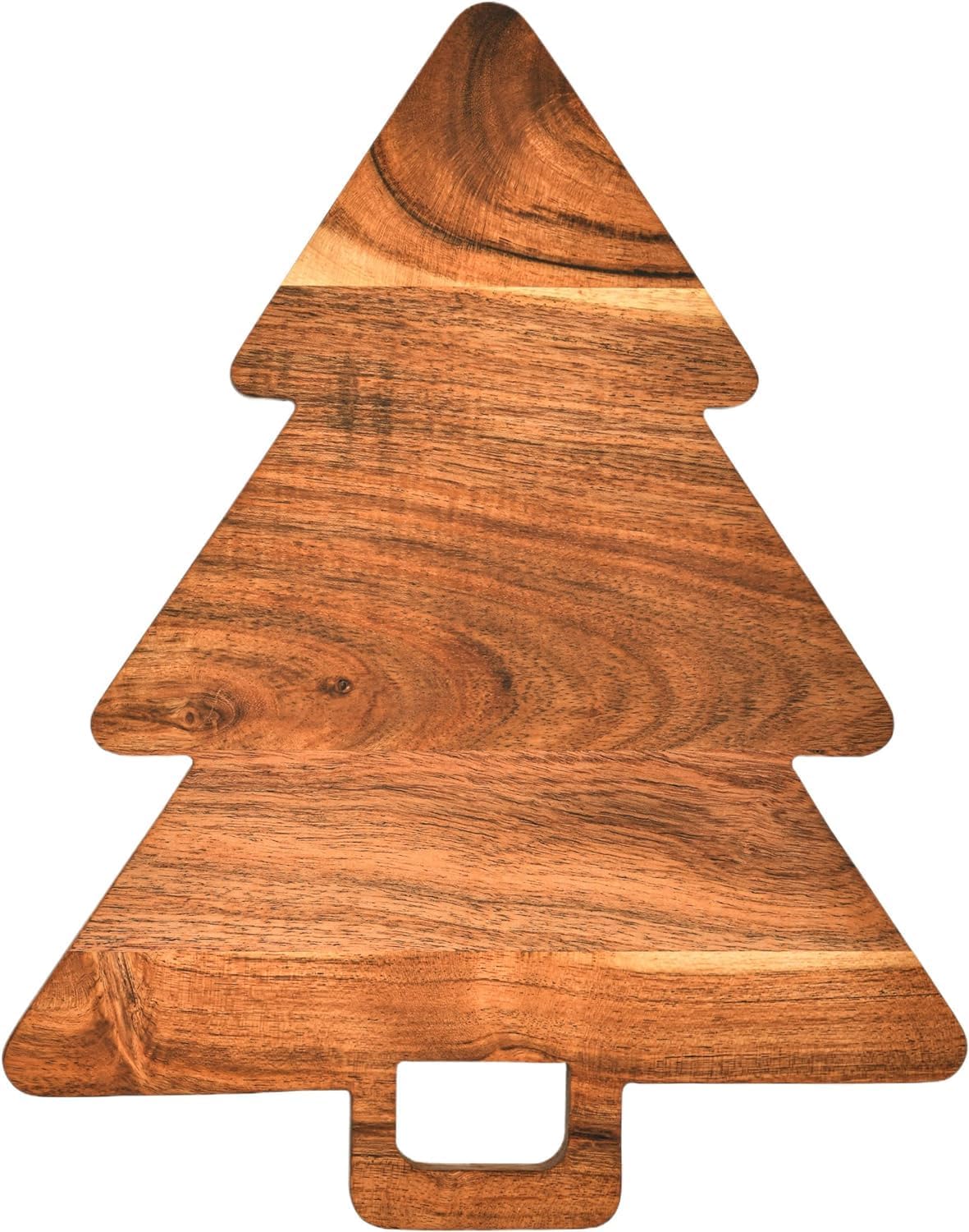 Tabla de Cortar en Madera con Forma de Árbol de Navidad — Bandeja Decorativa con Mango 14" x 11"