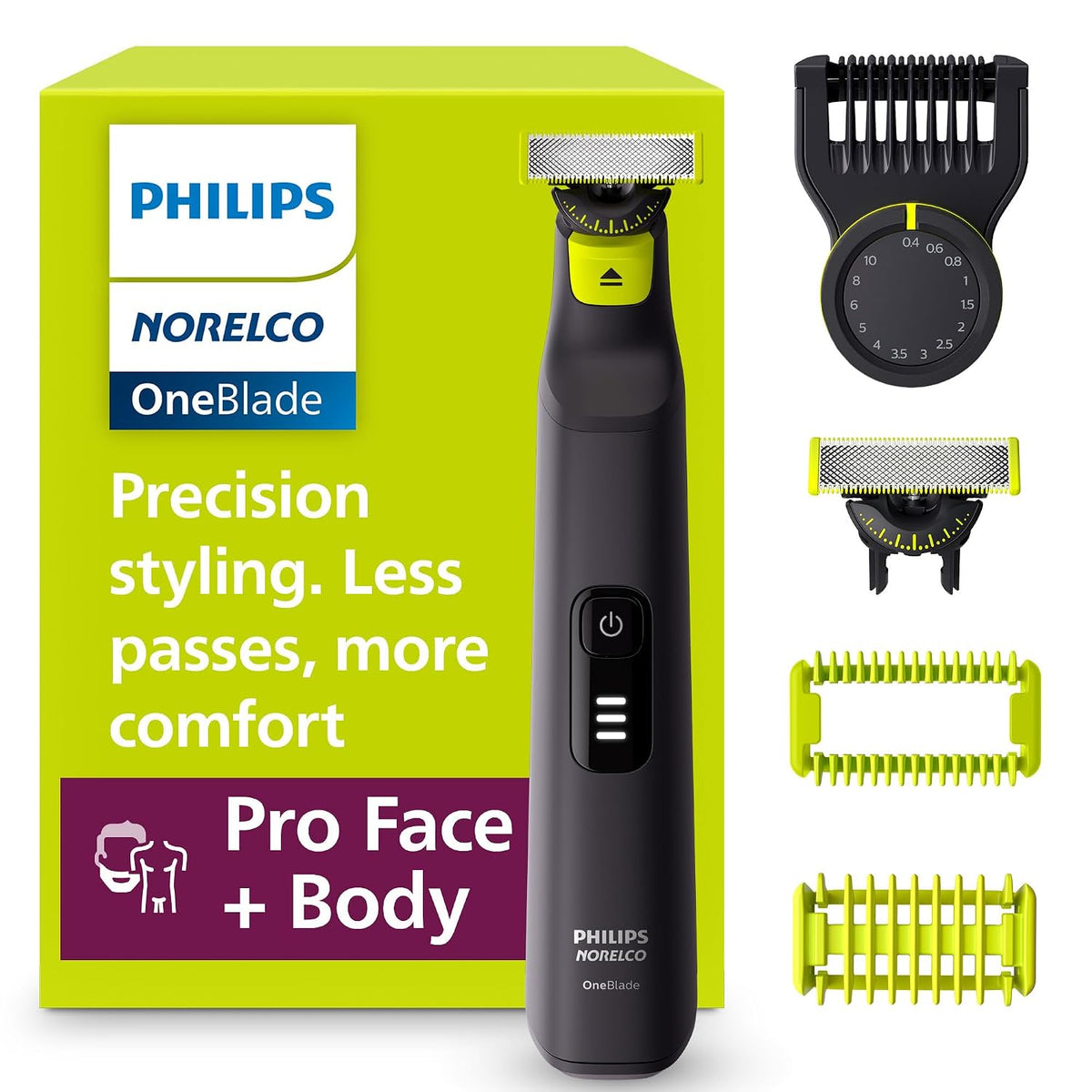 Afeitadora Eléctrica Philips Norelco OneBlade Pro 360 – Rostro y Cuerpo, QP6542/70