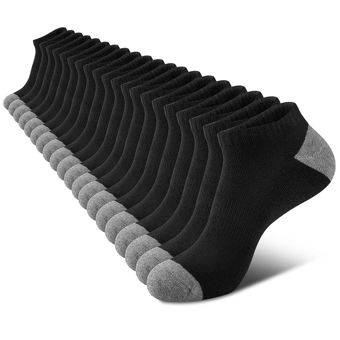 COOVAN 10 pares de calcetines tobilleros acolchados para hombre, paquete de 10 calcetines casuales transpirables y cómodos de corte bajo.