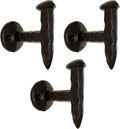 Rustic State Sirkeci Cast Iron Hooks Antique Wrought Iron Railroad Spike Design Rack for Coat Towel Bag Hat Pot Pan - Hand Hammered Wall Mount Forged Hanger - Set of 3 - Black