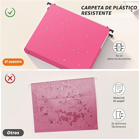 Shutex – Carpetas Colgantes de Plástico Expandibles | Alta Capacidad | Bolsillo Acordeón 2" | Tamaño Carta | Para Archivador | Organización de Documentos
