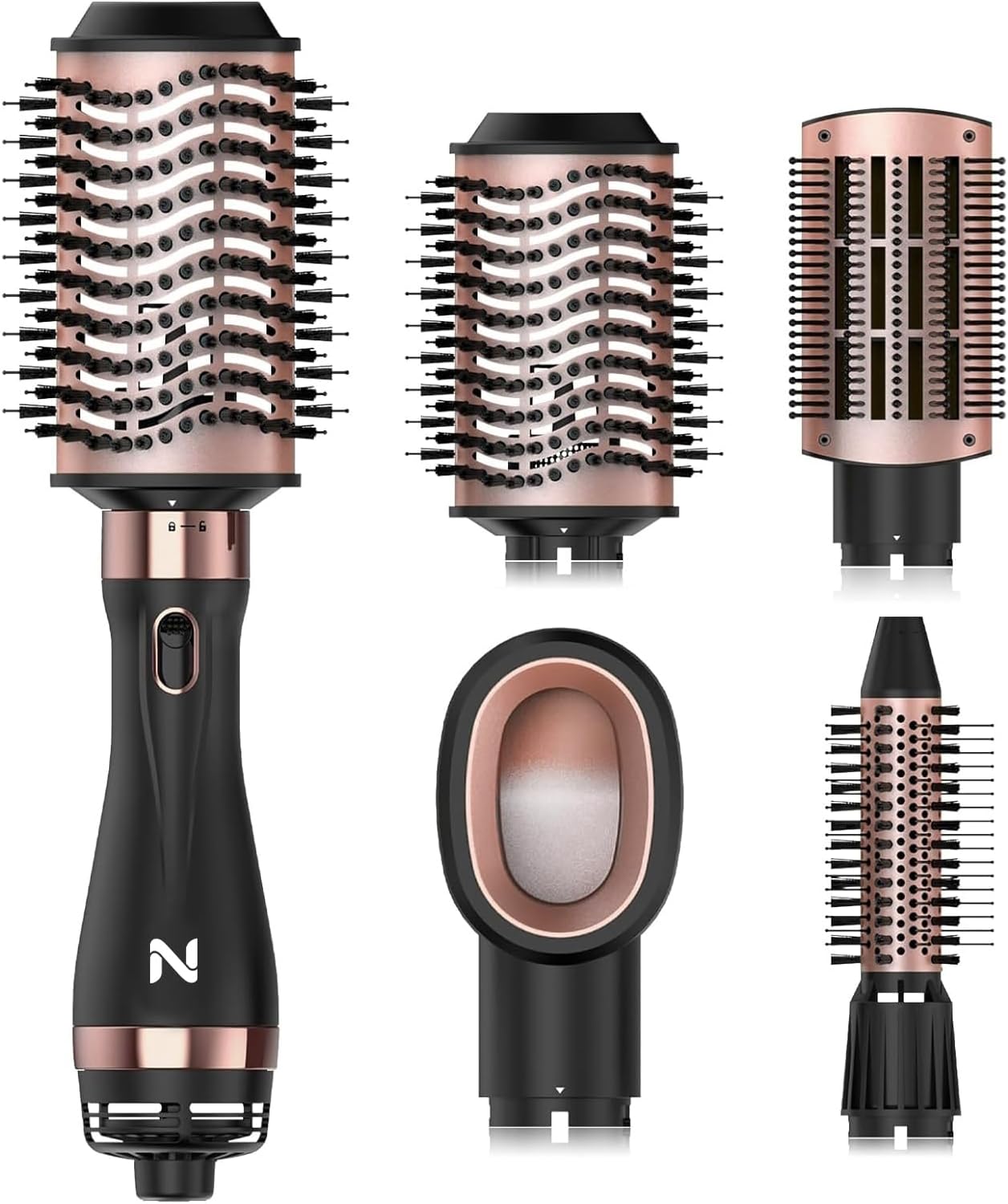 Cepillo Secador de Cabello con Aire Caliente - Secado, Alisado y Rizos en Un Solo Paso, Revestimiento Cerámico, 3 Temperaturas, Para Todo Tipo de Cabello, Calidad Salón