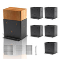 Juego de 6 bases para postes de 4" x 6", (tamaño interior 3.6" x 5.6"), soportes para postes, anclaje de poste de acero grueso con recubrimiento de polvo negro para exteriores, para soporte de placa base de terraza, soportes para pérgola, kit de cerca