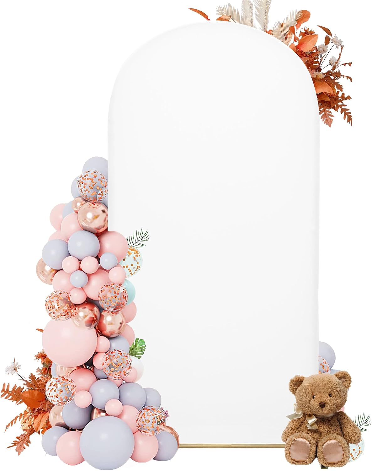 INCLUYE UNA SOLA FUNDA-Fundas para arcos de DREAHOTEXTIL de 2,2 m (7,2 pies), fundas ajustables para soportes de arcos para decoración de bodas, fiestas de cumpleaños, ceremonias y banquetes (blancas, solo fundas).