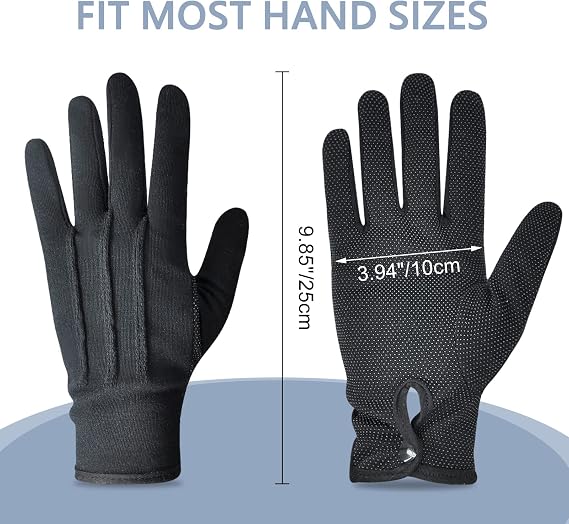 Guantes de algodón con cuentas para mujeres y hombres con agarre, antideslizantes, uniforme, guantes de policía con puño a presión