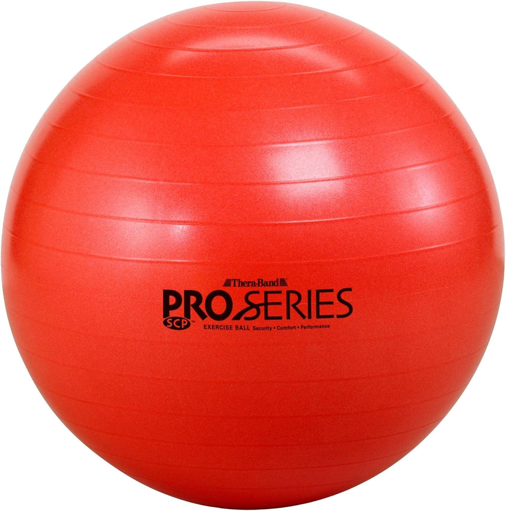 Balón de ejercicio THERABAND Pro Series, balón de estabilidad rojo de 56 cm (22") para usuarios de 1,55 m a 1,68 m (5'1"), balón antiexplosivo para yoga y pilates, entrenador de equilibrio y core, para atletas en el gimnasio y en casa.