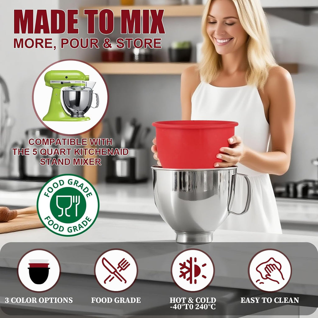Forros de Silicona para Bowl KitchenAid Tilt-Head 5 Qt – Pack de 3, Accesorios de Repuesto para Repostería y Cocina