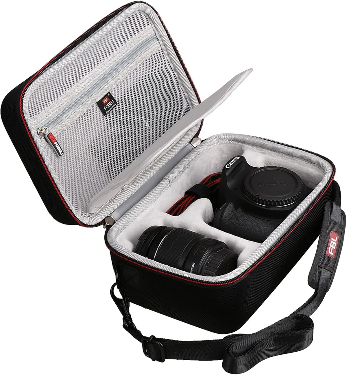 Tiene Golpes - Estuche Almacenamiento Viaje FBLFOBELI EVA para Cámara Canon EOS Rebel T7/T8i/T5/R50/R100 con Lente 18-55mm, Bolsa Impermeable Negro