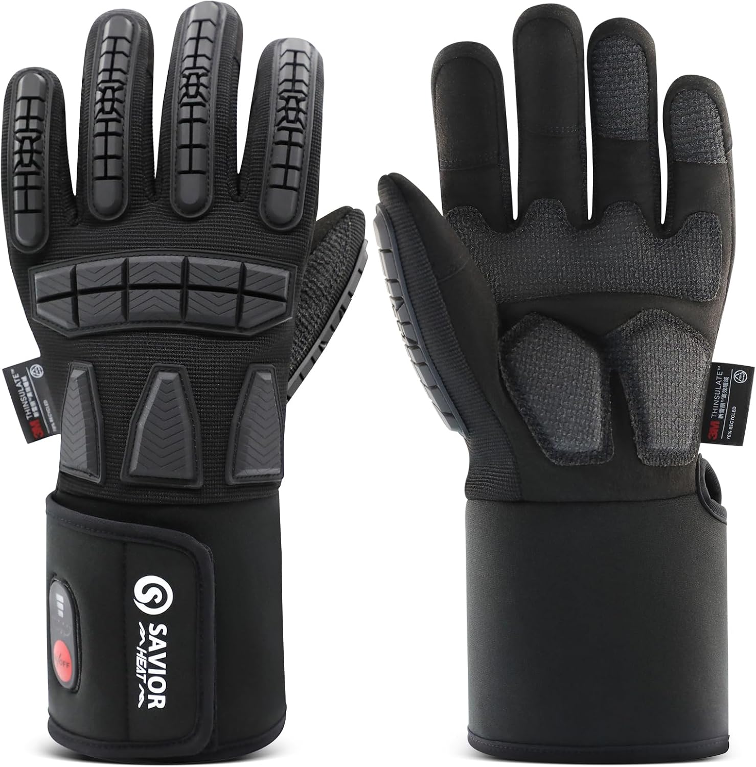 Guantes de trabajo calefactables SAVIOR HEAT para hombre y mujer, con batería recargable de 7,4 V y Thinsulate 3M, impermeables, con pantalla táctil, equipo de invierno para trabajos mecánicos, de construcción, de pala y al aire libre. 