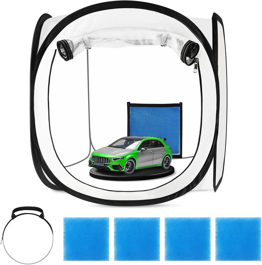 Cabina de pintura plegable CooTentler de 43 x 43 x 43 cm, tienda de pulverización portátil con aerógrafo, puerta y ventana de malla para maquetas, muebles, piezas de automóviles y otros trabajos de pintura.