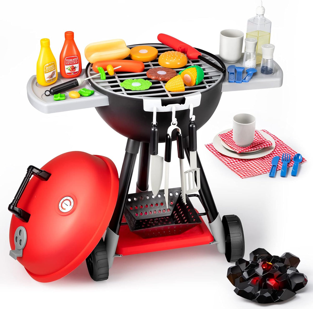 USADO-JOYIN Set de Cocina de Juguete | Parrilla BBQ con Luz y Sonido | Juego de Cocina Interactivo para Niños | Regalo para Niños 2-4 Años | Juguetes de Exterior