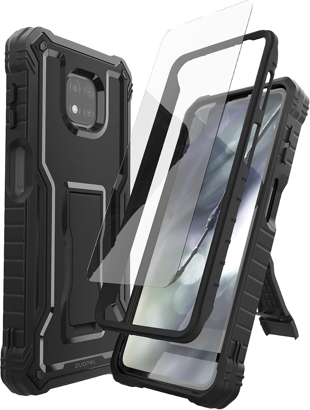 Funda DUOPAL para Motorola Moto G Power 2021, protección de grado militar a prueba de golpes con protector de pantalla de vidrio templado HD y soporte. Compatible con el teléfono Moto G Power 2021 de 6,6 pulgadas (negro).