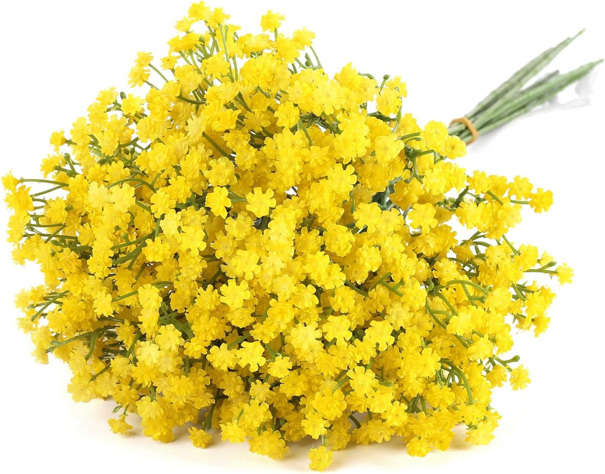 N&T NIETING Flores Artificiales Gypsophila (Nube) | 30 Piezas Amarillas al Mayoreo | Tacto Real | Para Bodas, Arreglos Florales y Decoración de Fiestas