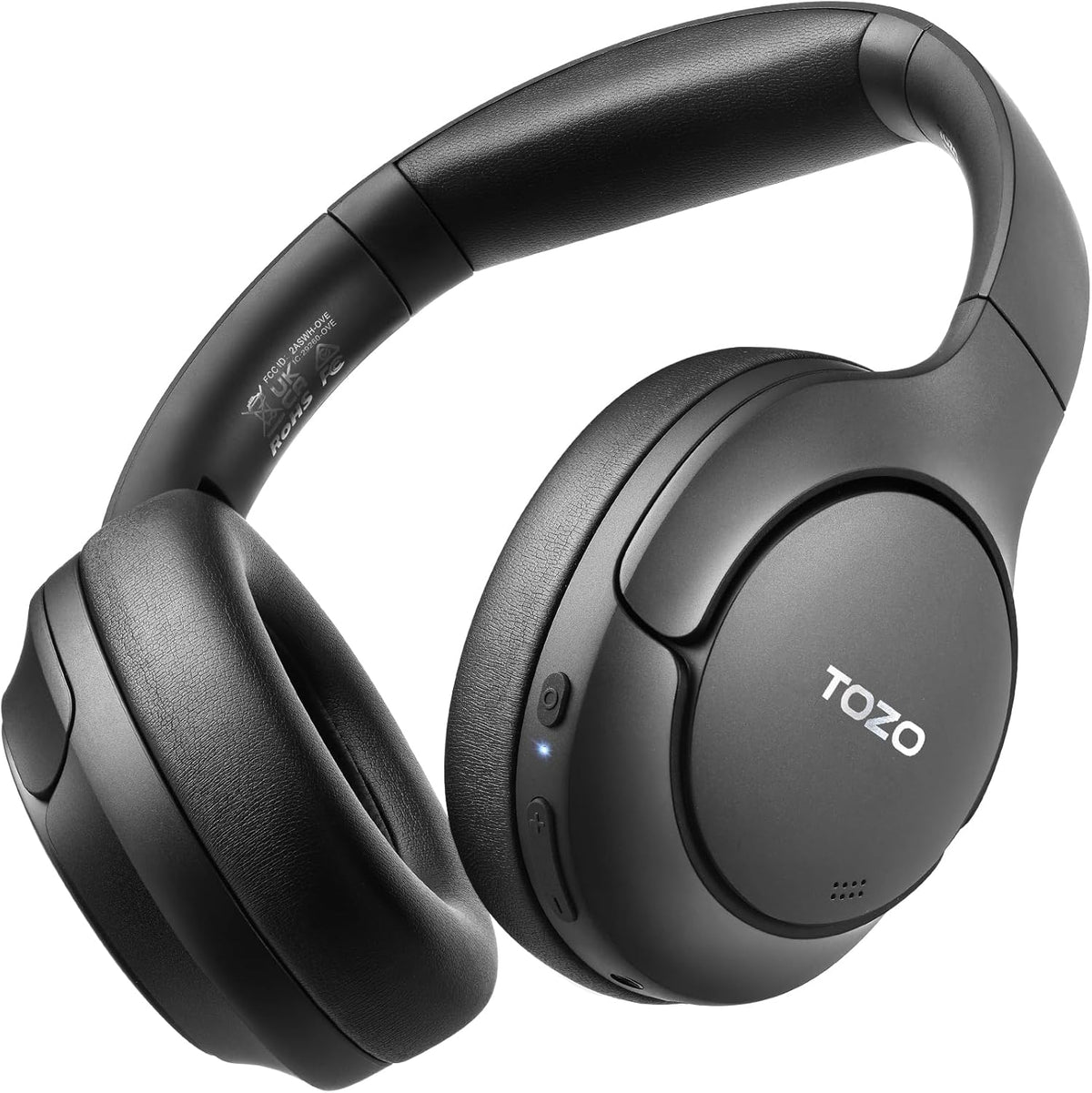 Auriculares TOZO híbridos con cancelación activa de ruido, inalámbricos, supraaurales, Bluetooth, 60 horas de reproducción, audio de alta resolución, ecualizador personalizado mediante aplicación, graves profundos, almohadillas cómodas para los oídos