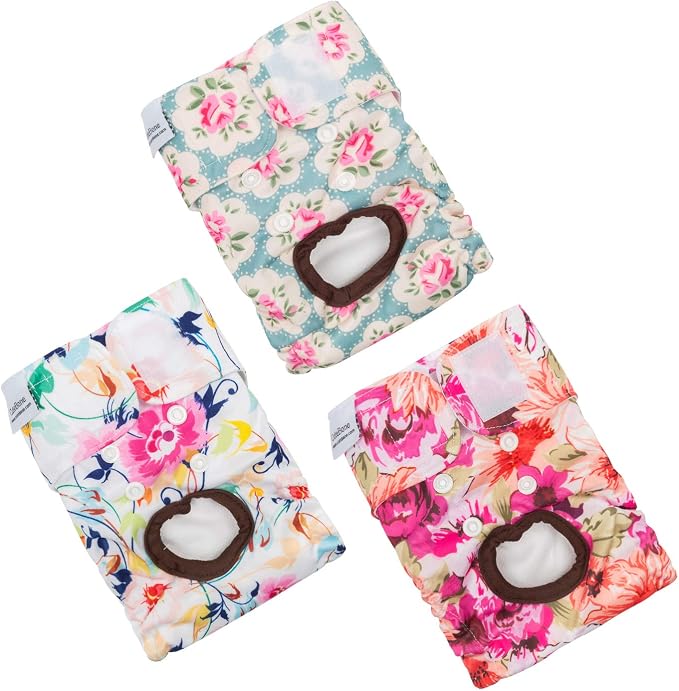 Pañales para perritas CuteBone, pañales térmicos para hembras, paquete de 3, lavables, talla XS.