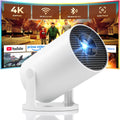 Miniproyector portátil con Wi-Fi y Bluetooth, aplicaciones integradas, compatible con 4K y 1080p, rotación de 180°, corrección trapezoidal automática, compatible con HDMI, USB, TV Stick, smartphones y portátiles.