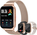 Smart Watches for Women Men (Answer/Make Calls, 3 Bands), 1.85" Fitness Tracker Watch for iPhone/Android Phones with Heart Rate Monitor Sleep/Steps Tracker 100+ Sports Pedometer Waterproof Gold