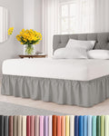 Faldón de Cama Envolvente Antipolvo | Gris Claro | Twin/Twin XL | Caída 18" | Elástico Ajustable | Tela Cepillada Antiarrugas