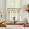 jinchan Cortinas de Cocina de Lino Floral con Cenefa Integrada | 24 pulgadas de Largo | Estilo Granja Cafe | Cortinas Rusticas Filtrantes de Luz | 2 Paneles Verde