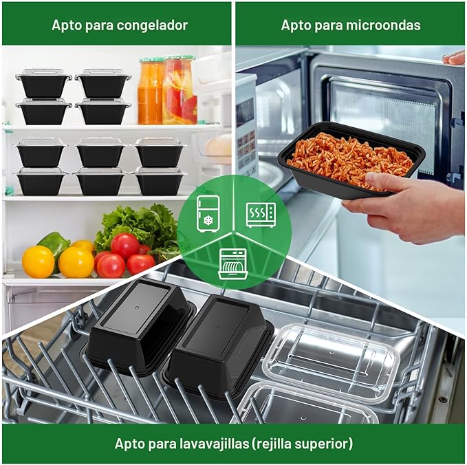 Set 50 Recipientes con Tapa Hermética Dealusy 24oz | Sin BPA, Microondas y Congelador