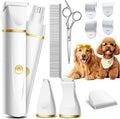 Kit de aseo para perros Unibono con recortador de patas, cortapelos eléctrico recargable de bajo ruido, pequeño y silencioso, con tijeras de acero inoxidable y peine para perros en casa.