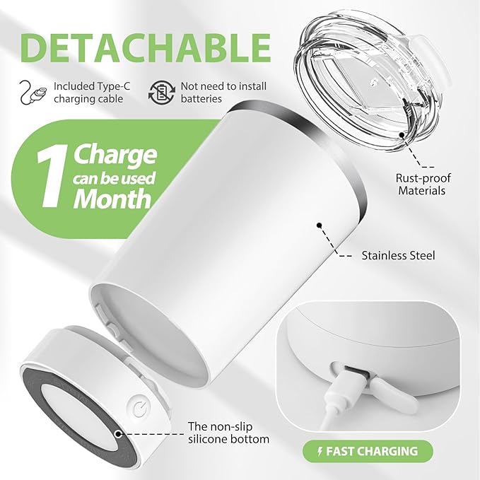 Taza Autoagitadora Eléctrica 400ml | Acero Inoxidable | Recargable USB-C