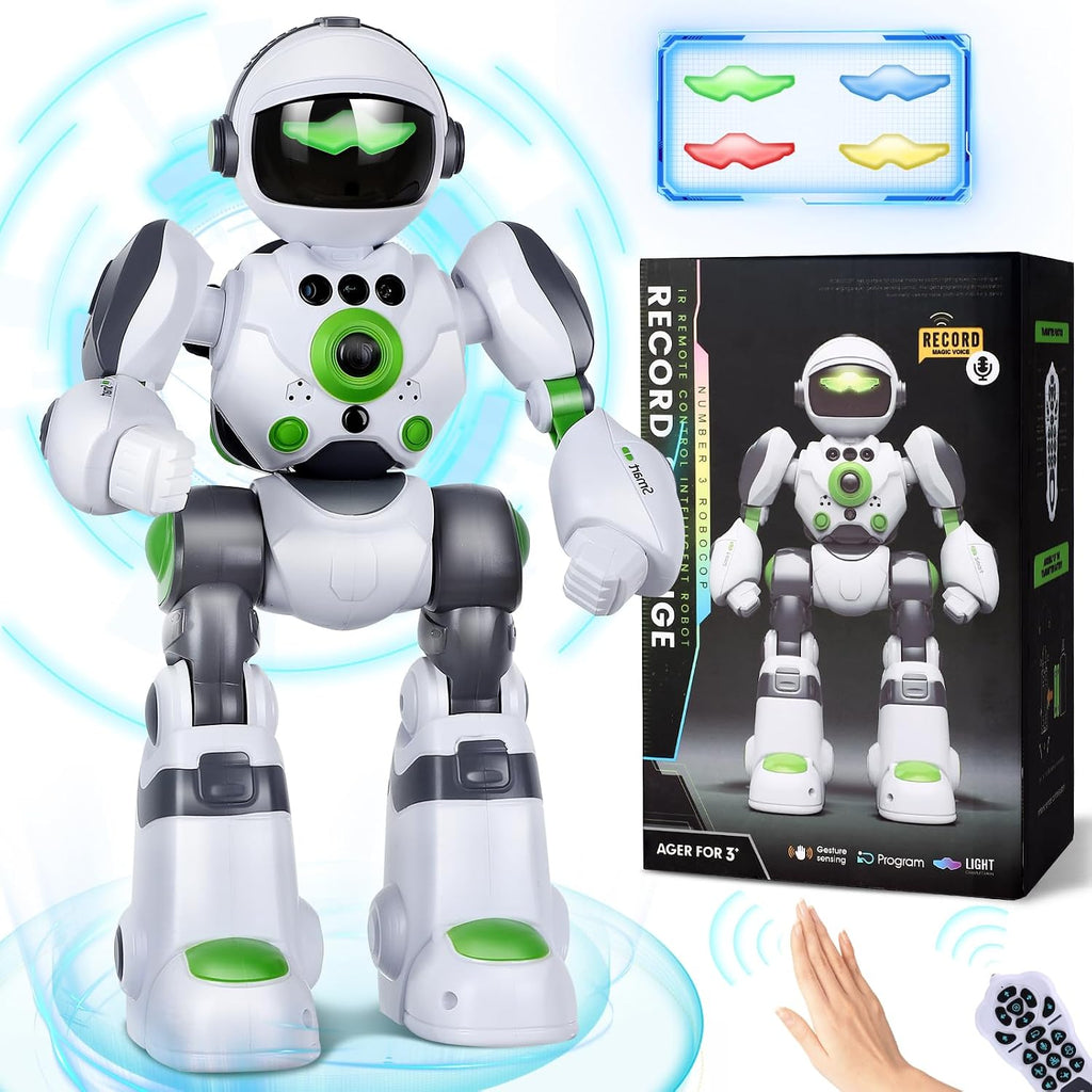 Robot de juguete Zreswap, regalo para niños: robot programable con control remoto, grabación de voz, música, baile y control por gestos, para niños y niñas pequeños.