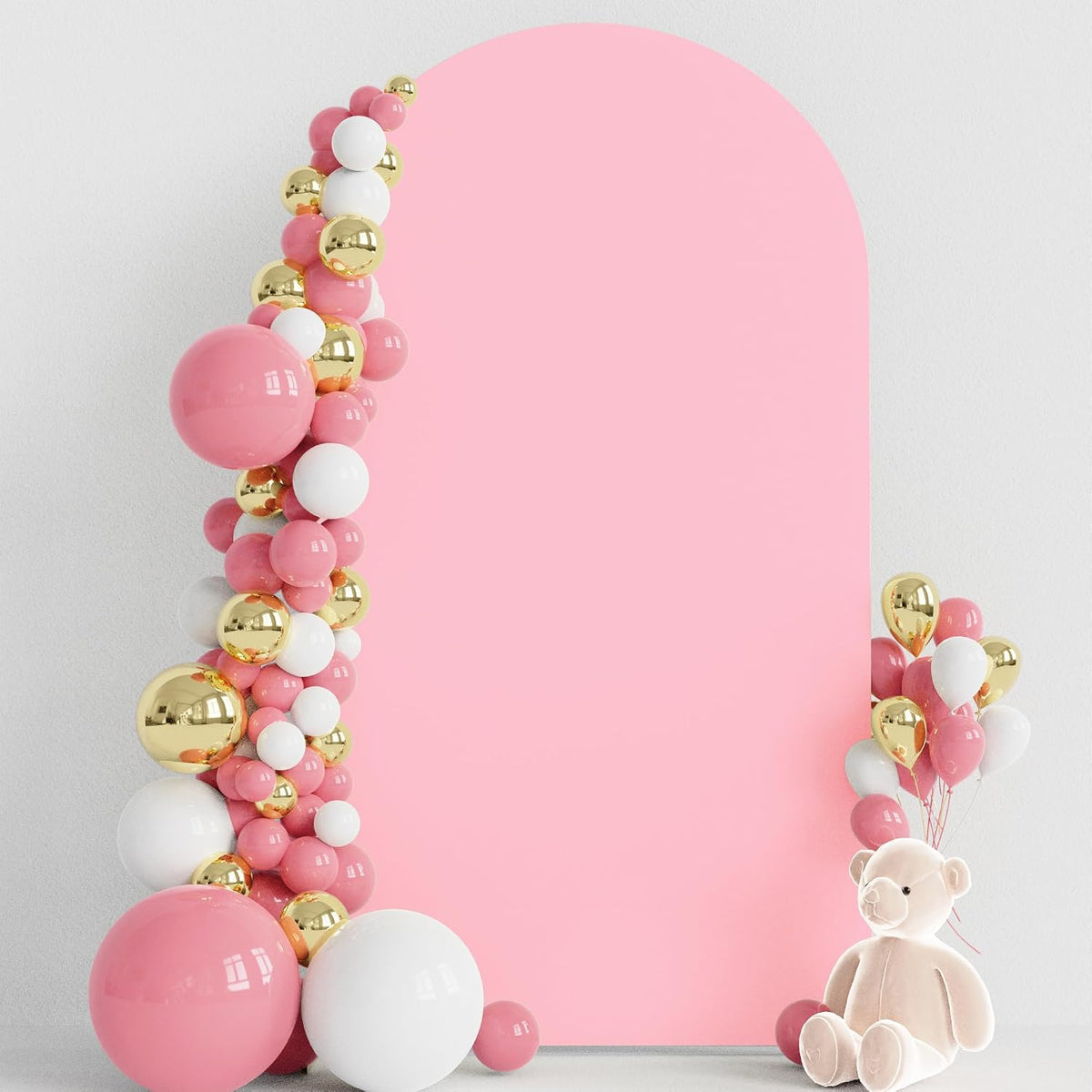 Wokceer 2,2 m (7,2 pies) Cubierta de fondo para arco de boda, spandex, rosa, cubierta de arco redonda Chiara Arches para decoración de bodas, fiestas de cumpleaños, baby showers, ceremonias y banquetes