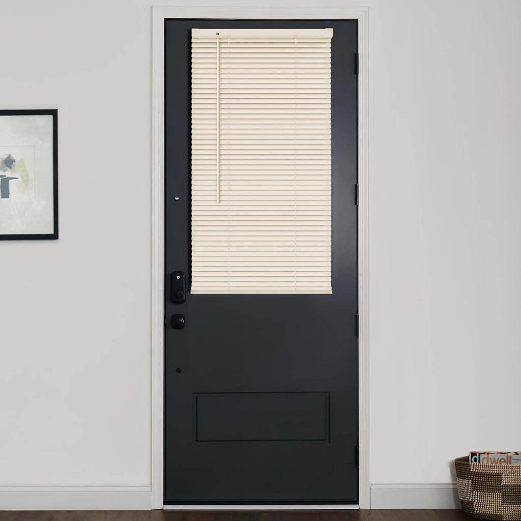 Persianas mini de vinilo LazBlinds de 2,5 cm para puertas, persianas francesas inalámbricas para mayor privacidad, cortinas horizontales que filtran la luz para puertas de entrada, patios y puertas de cristal laterales, 40 cm de ancho x 178 cm de alto