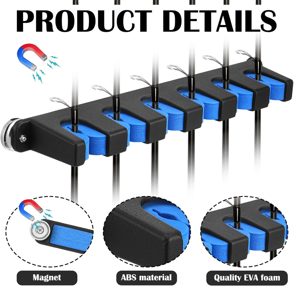 Seenelling 2 soportes magnéticos para cañas de pescar para caja de camioneta, 6 cañas, azul