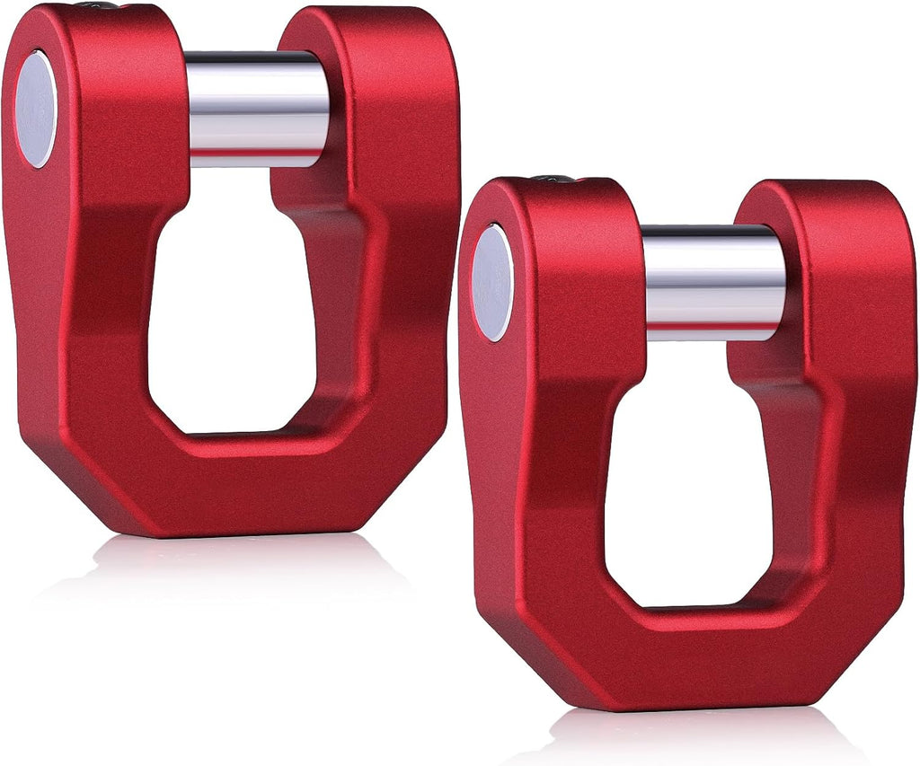 Grillete Argolla D 3/4 pulgadas | 70000 Lbs Resistencia | Pin 7/8 | Anti-Oxido | Recuperacion Off-Road | Rojo | Pack 2