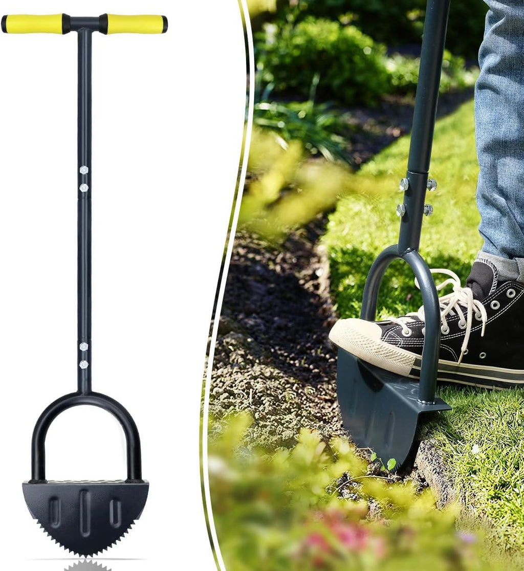 Bordeadora de césped Colwelt con dientes de sierra, bordeadora de césped de media luna con empuñadura en T, bordeadora de césped de acera con mango largo, 96,5 cm (38 pulgadas)