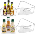 Organizadores giratorios JEISSLIA para armarios de esquina de 26"/28"/32" de diámetro, de plástico, con forma de cuña de 1/8", aptos para alimentos, sin BPA y con almohadillas antideslizantes (paquete de 4 para armarios de 26" de diámetro).