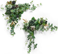 Ling's moment 2 piezas de guirnalda de flores artificiales verdes y doradas, adornos florales para centros de mesa, arco de flores para boda, decoración de rosas verdes y vegetación verde