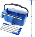 Kit profesional de limpieza de ventanas con cubo de 3 galones, rasqueta de mango largo de 76" y estropajo de microfibra, equipo de lavado de ventanas altas, herramienta de limpieza de ventanas para uso comercial, doméstico, exterior y automotriz.