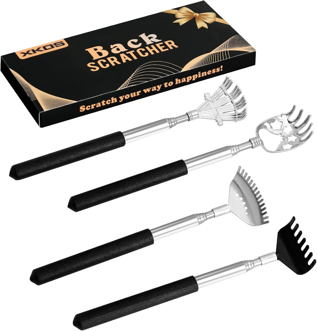 Rascadores de Espalda Telescópicos XKOS Pack x4 — Mango de Goma, Extensibles y con Caja de Regalo