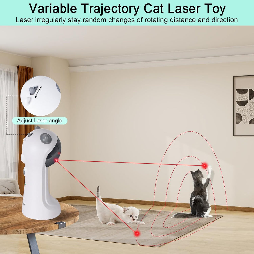Juguete para gatos TBTeek, activación automática por movimiento, 5 patrones divertidos, 4 modos de velocidad, ángulos de luz ajustables, trayectoria giratoria aleatoria, recargable.