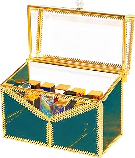 Organizador de labiales de vidrio CoralHouse, estuche de maquillaje verde