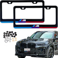 Marcos de Placa de Aluminio para BMW Tricolor Azul-Morado-Rojo – Juego de 2 Piezas, Delantero y Trasero
